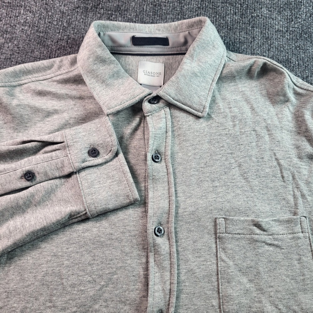 Giasone Established 1987 Mens Gray Long Sleeve Button Down Shirt Size L SOFT